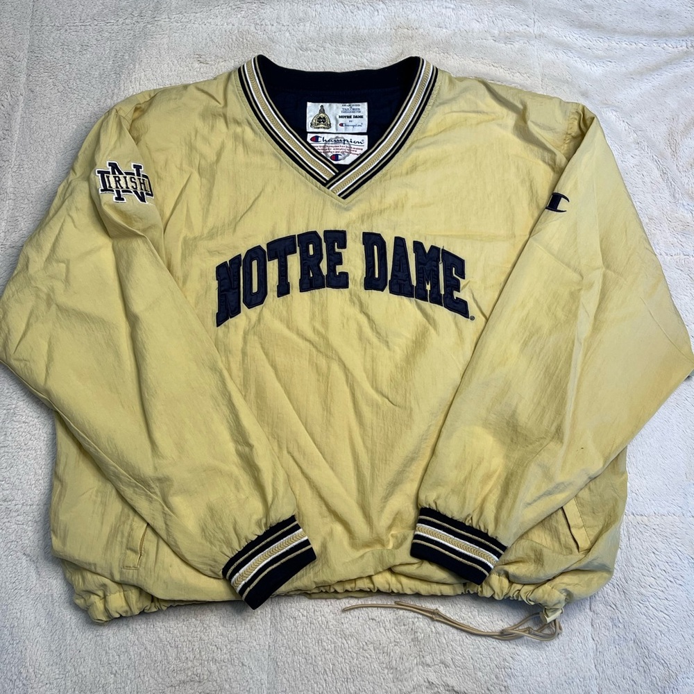 Vintage 90s Champion NCAA Notre Dame Fighting Irish Pullover Windbreaker Mens XL
